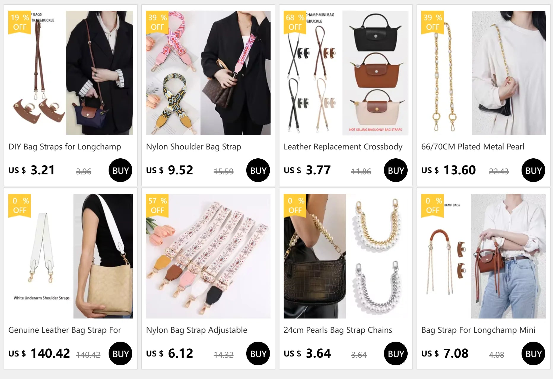 1 Set Bag Strap For Longchamp Mini Punch-free Genuine Leather Shoulder Strap Set Transformation Crossbody Strap Bag Accessories