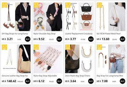 1 Set Bag Strap For Longchamp Mini Punch-free Genuine Leather Shoulder Strap Set Transformation Crossbody Strap Bag Accessories