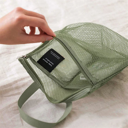 Mesh Makeup Toiletry Storage Bags Handbags Portable Travel Washing Body Shower Tools Organizer Hanging Cosmetic Organizer Pouch - Smarsty