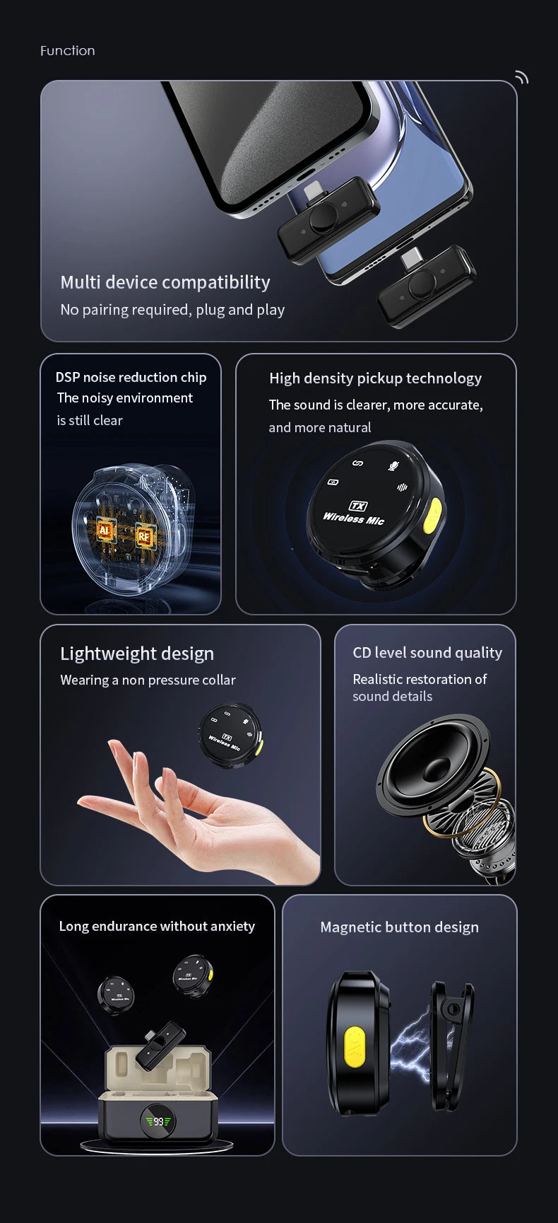 Wireless Lavalier Microphone for Android and iPhone Recording - Smarsty
