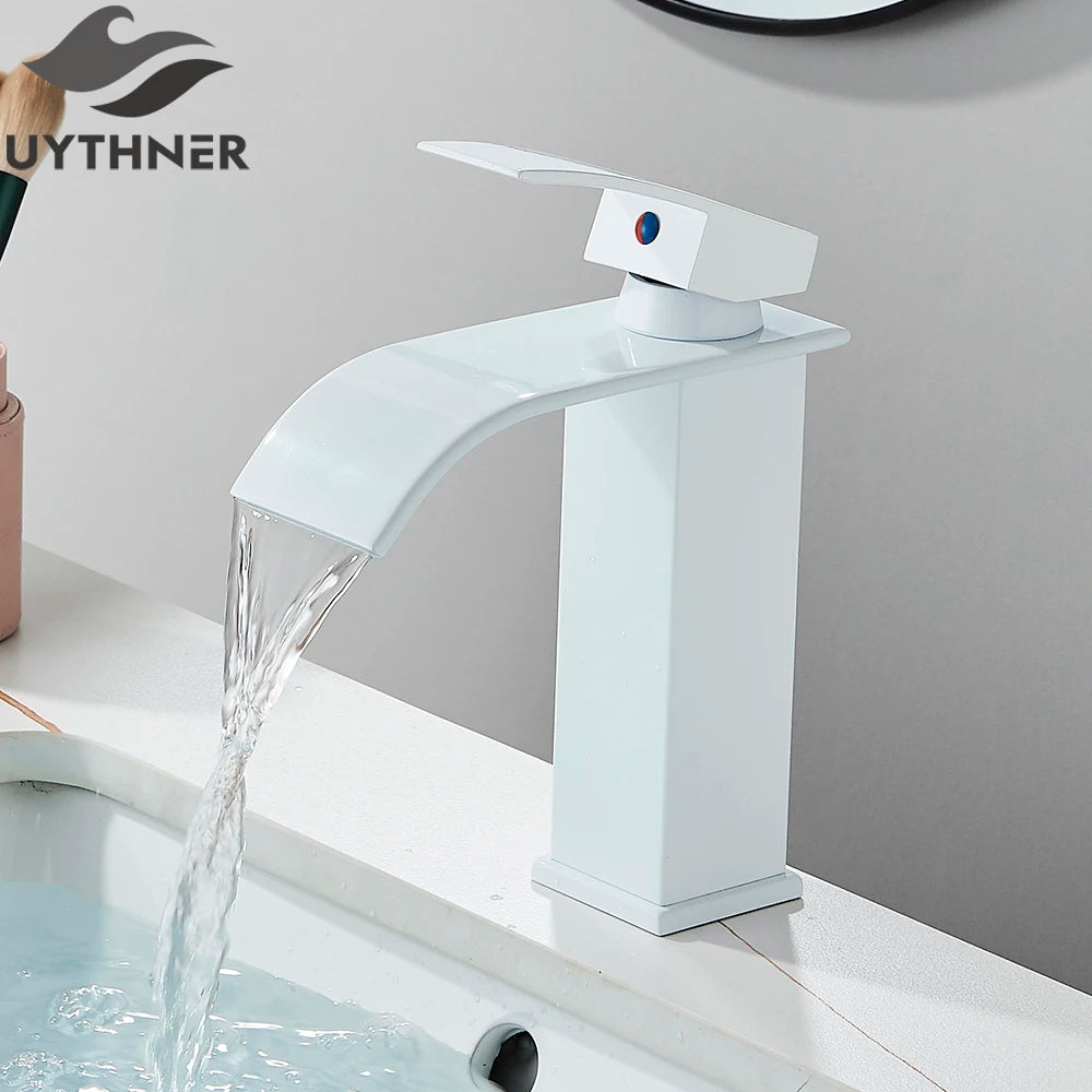 Brushed Gold Waterfall Bathroom Sink Faucet Mixer - Smarsty