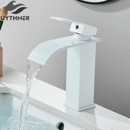 Brushed Gold Waterfall Bathroom Sink Faucet Mixer - Smarsty
