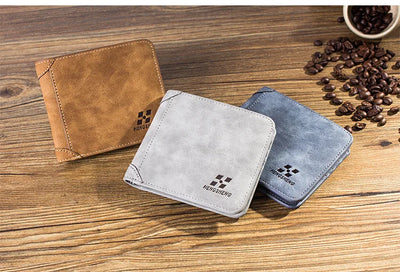 New Men Wallets Credit Card/ID Holder Vintage Brand Male Wallet High Quality PU Leather Photo Holder Foldable Short Men Purse - Smarsty