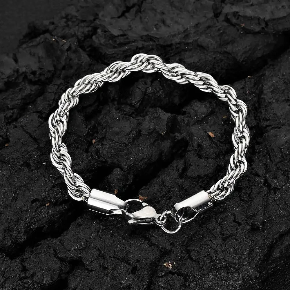 Stainless Steel Twisted Rope Chain Bracelet Waterproof - Smarsty