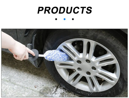 Car Wheel Brush With Premium Microfiber And Non Slip Handle - Smarsty