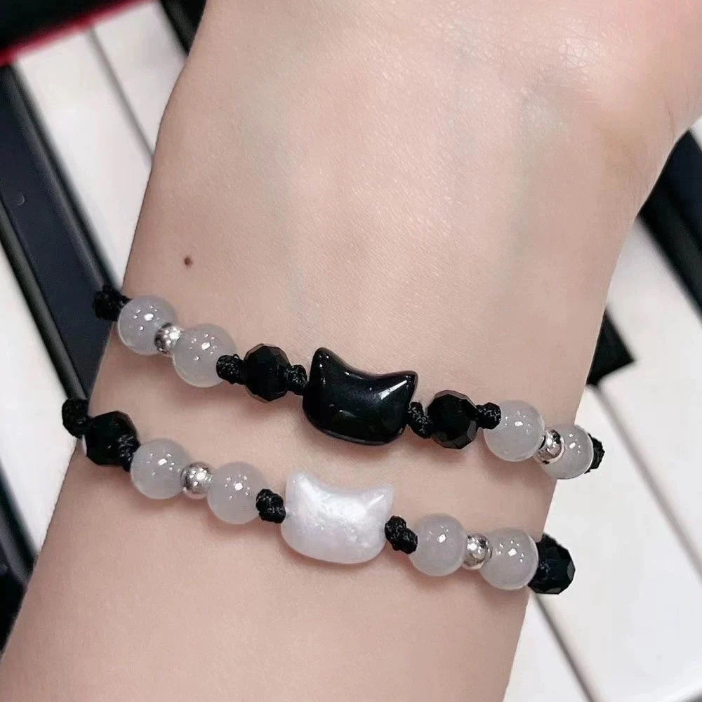 Natural Moonstone Obsidian Couple Bracelets Handmade Gift - Smarsty