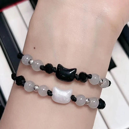 Natural Moonstone Obsidian Couple Bracelets Handmade Gift - Smarsty