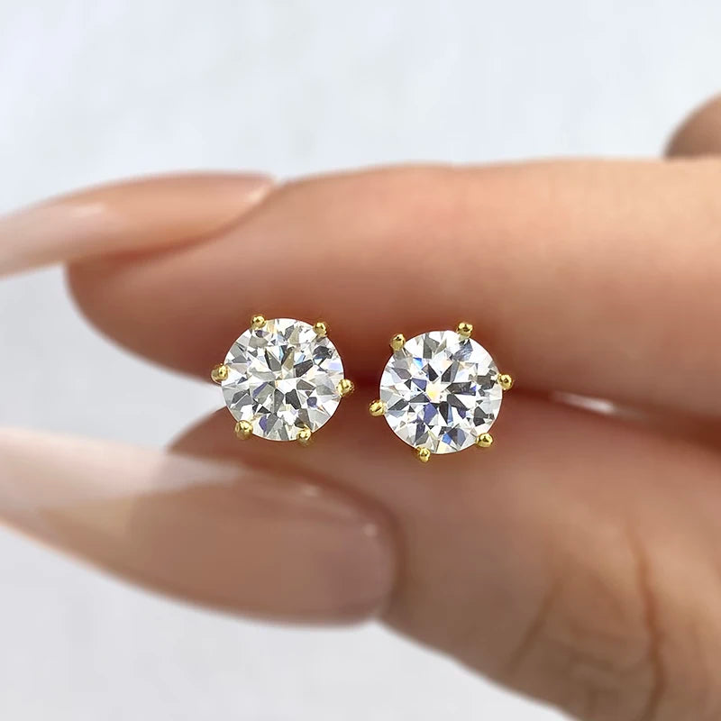 D Color Certified Moissanite Stud Earrings 925 Sterling - Smarsty