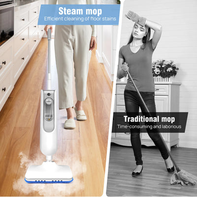 DayPlus Steam Mop & Detachable Steam Cleaner, 1500W Powerful Floor Steamer for Carpet Laminate Hardwood,2 Washable Pads, 400ml - Smarsty