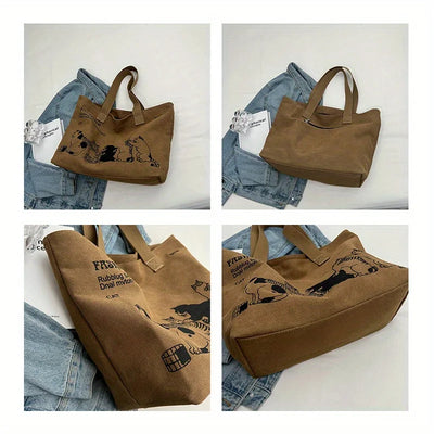 Womens Canvas Tote Bag Durable Spacious Zipper Closure - Smarsty