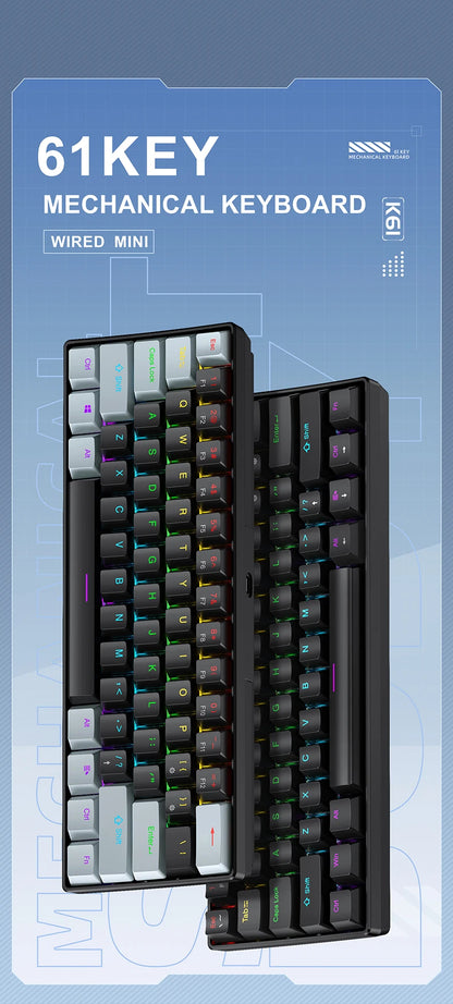 Compact 60 Percent Mechanical Keyboard RGB Wired Gaming
