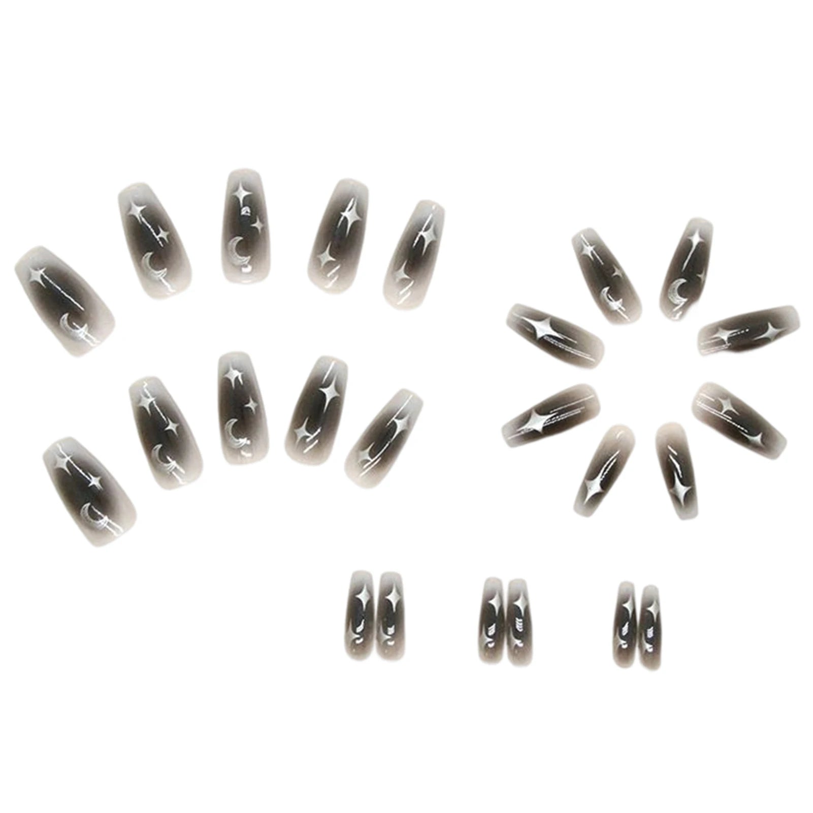 Y2K Star Press On Nails with Moon Designs - Smarsty
