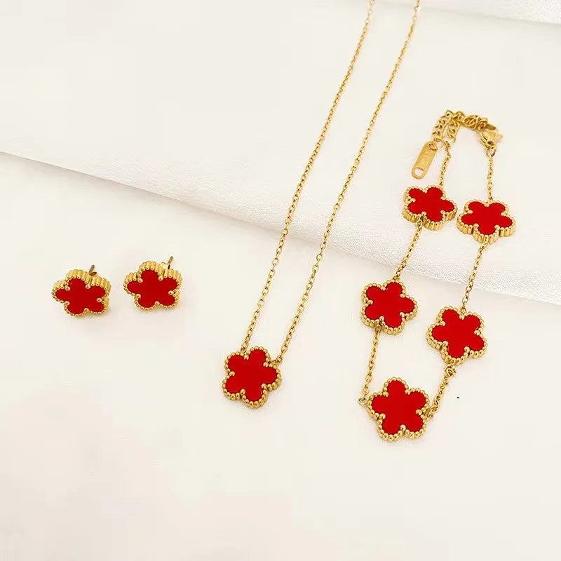 Stainless Steel Plum Blossom Jewelry Set for Women - Smarsty