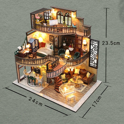 Wooden Doll House 3D Puzzle Assembly Building Model Kit Production Small Room Toys Home Bedroom Decoration With Furniture Light