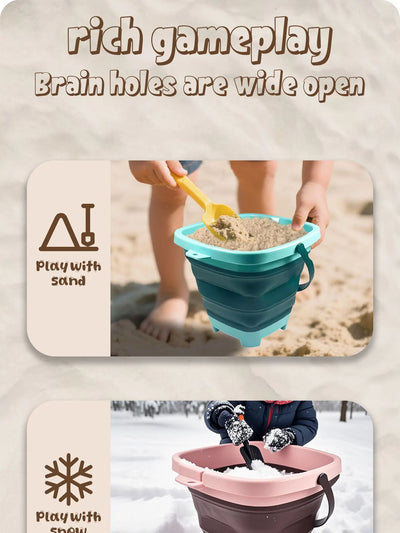 Children's collapsible bucket multi-functional small bucket seaside toys play sand portable play water catch the sea by Smarsty