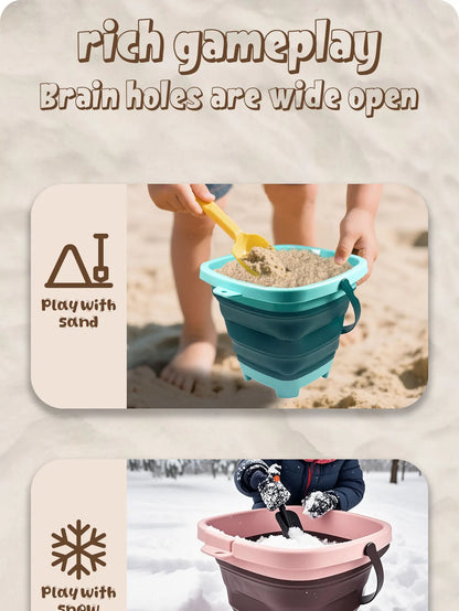 Children's collapsible bucket multi-functional small bucket seaside toys play sand portable play water catch the sea