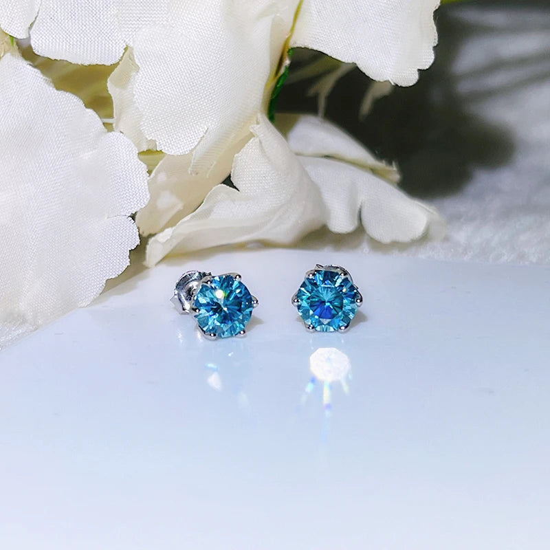 Moissanite Stud Earrings Sterling Silver VVS D Sparkle - Smarsty