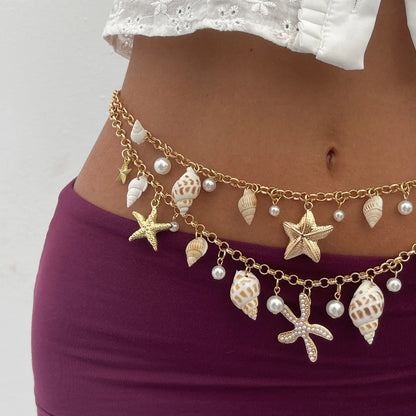 Charming Double Layer Sea Starfish Belly Chain Jewelry - Smarsty