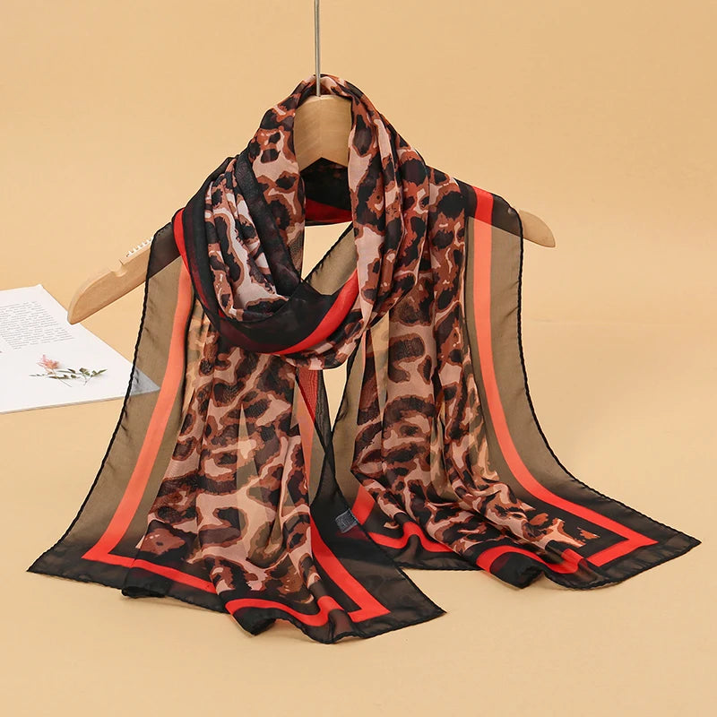 Women Print Chiffon Scarf Lightweight Sunscreen Shawl Wrap - Smarsty