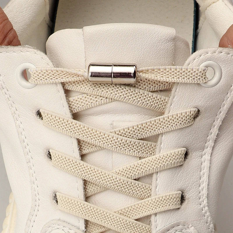 1Pair Elastic Laces Sneakers No Tie Shoe laces Capsule Lock Shoelaces Without ties Kids Adult 0.6cm Flat Shoelace for Shoes - Smarsty
