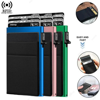 Rfid Credit Card Holder Men Thin Slim Mini Minimalist Wallets Luxury Metal Bank ID Cardholer Case Wallet for Men Carteras Choice - Smarsty