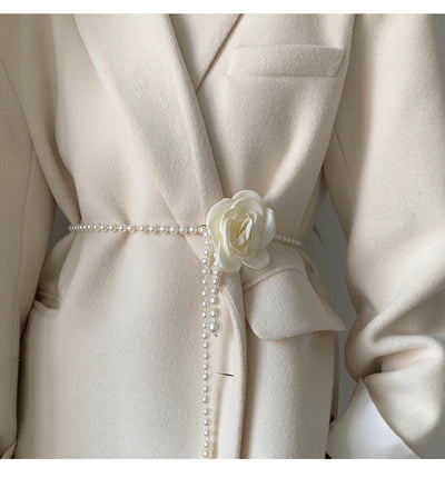 Pearl Waist Belt for Women Elegant Camellia Design - Smarsty