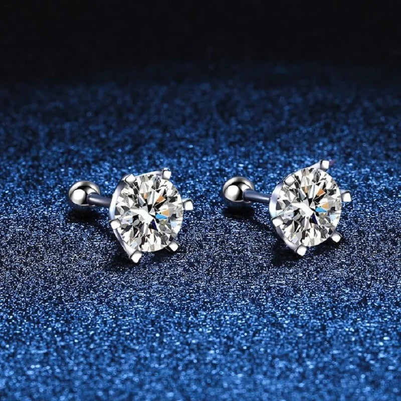 Moissanite Stud Earrings D Color 925 Sterling Silver - Smarsty
