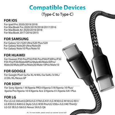 Type C to Type C Cable C to C PD 60W 3m 5m 8m 10-meter Extension Cable for iPhone 15 PRO MAX Plus Huawei Samsung Xiaomi OPPO - Smarsty