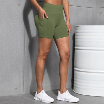 Womens Yoga Pocket Shorts Leggings High Waist  Exercise Fitness Wear Girls Running Elastic Adult Short Pants Sports Outfits ﻿ - Smarsty