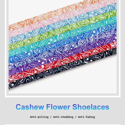 Flat Shoe Laces Cashew Flower Shoelaces for Sneakers Gilding Hand-painted Sports Casual Basketball Tennis Shoelace Shoestrings - Smarsty