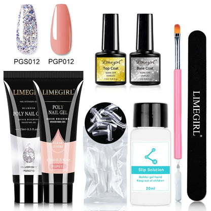 Nail Art Poly Gel Kit for Beginners with Soaking Solution - Smarsty