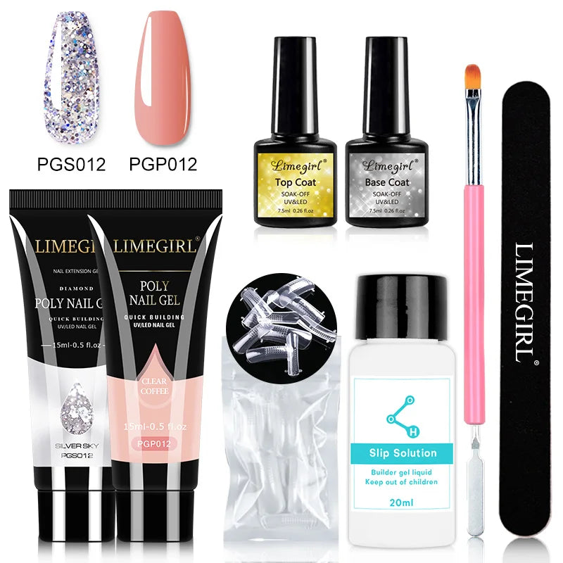 Nail Art Poly Gel Kit for Beginners with Soaking Solution - Smarsty