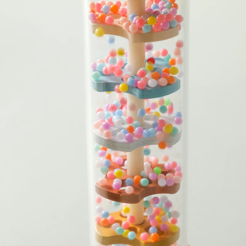 Montessori Baby Rain Stick Rainbow Hourglass Rain Music Rattle Baby Educational Toy Colorful Montessori Sensory Toys for Kids - Smarsty