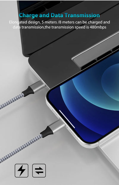 Type C to Type C Cable C to C PD 60W 3m 5m 8m 10-meter Extension Cable for iPhone 15 PRO MAX Plus Huawei Samsung Xiaomi OPPO - Smarsty