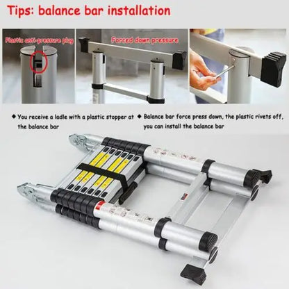 DayPlus Telescoping Ladder Stainless Steel Folding Ladder Portable Extendable Loft Ladder Capacity Max Load 150kg/330lb,EN131