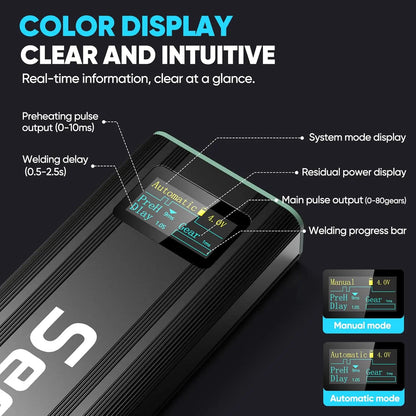 Seesii 80 Gears Mini Portable Spot Welder Spot Welder with Digital Display Upgraded Handheld Welding Nickel Sheets 0.1-0.2mm