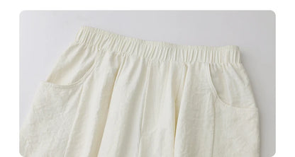 CHIC VEN Women White Pants Solid Casual Elastic Waist High Waisted Pleated Wide Leg Female Trousers  Fold Summer 2025 Clothing - Smarsty