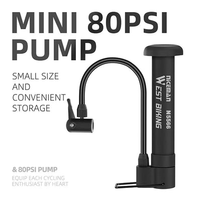 WEST BIKING MTB Bicycle Pump 80 PSI Bike Manual Air Pump Balloon Tire Inflator Schrader Valve Floor Pump Cycling Accesories - Smarsty