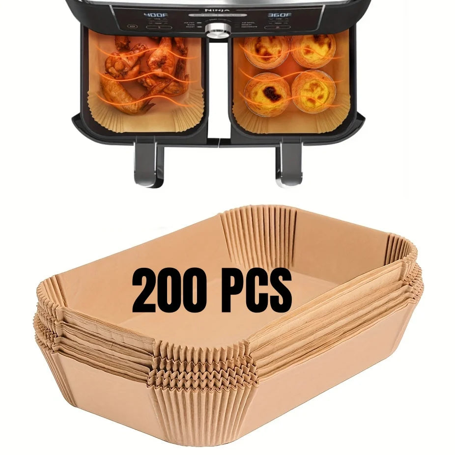 Air Fryer Paper Liners Disposable Oil-Proof Waterproof Baking Paper Round Square And Rectangle Parchment Kitchen Party Supplies - Smarsty