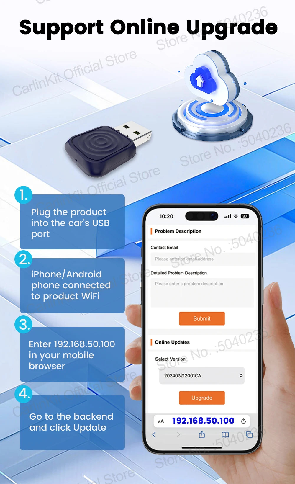 CarlinKit 5.0 Mini Ultra Wireless Adapter Wireless CarPlay Android Auto For OEM Car Plug and Play WiFi Bluetooth Auto Connection - Smarsty