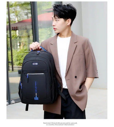 Men's Backpacks Oxford Waterproof Rucksack Business Computer Bag Casual Travel Backpack Senior High School Student Schoolbag - Smarsty