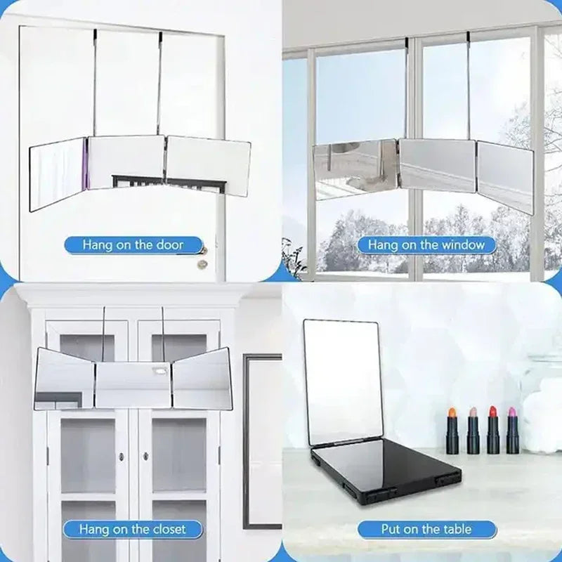 Retractable Adjustable Three-Fold Makeup Mirror Portable - Smarsty