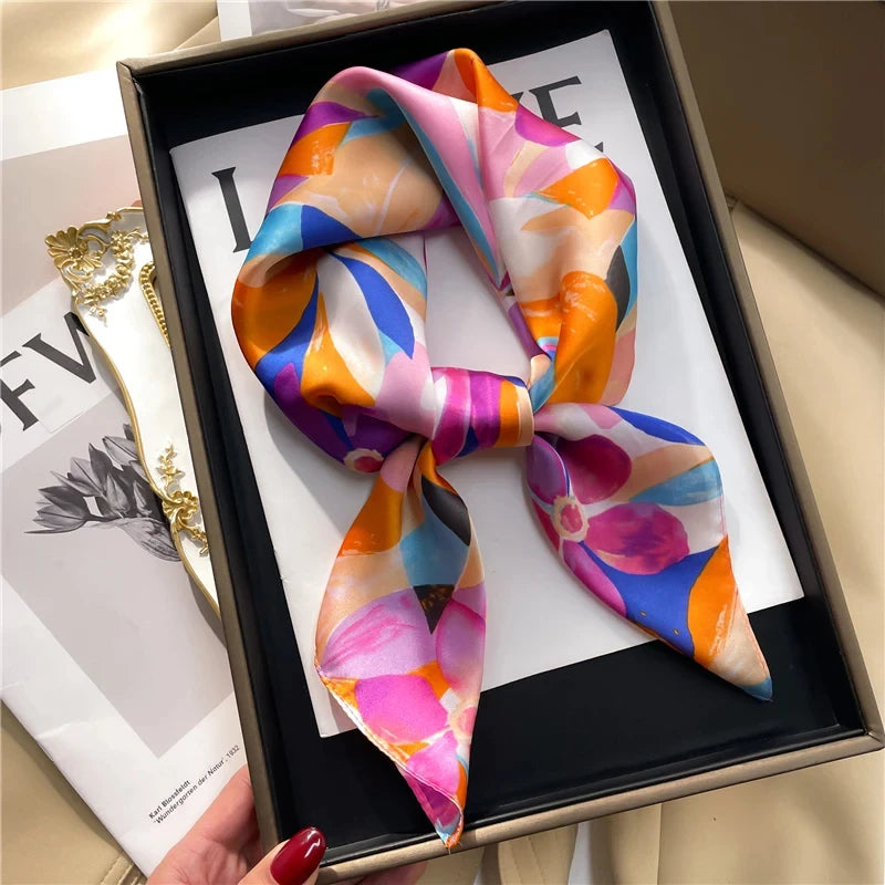 Luxury Square Silk Scarf for Women Stylish Satin Hijab Wrap - Smarsty
