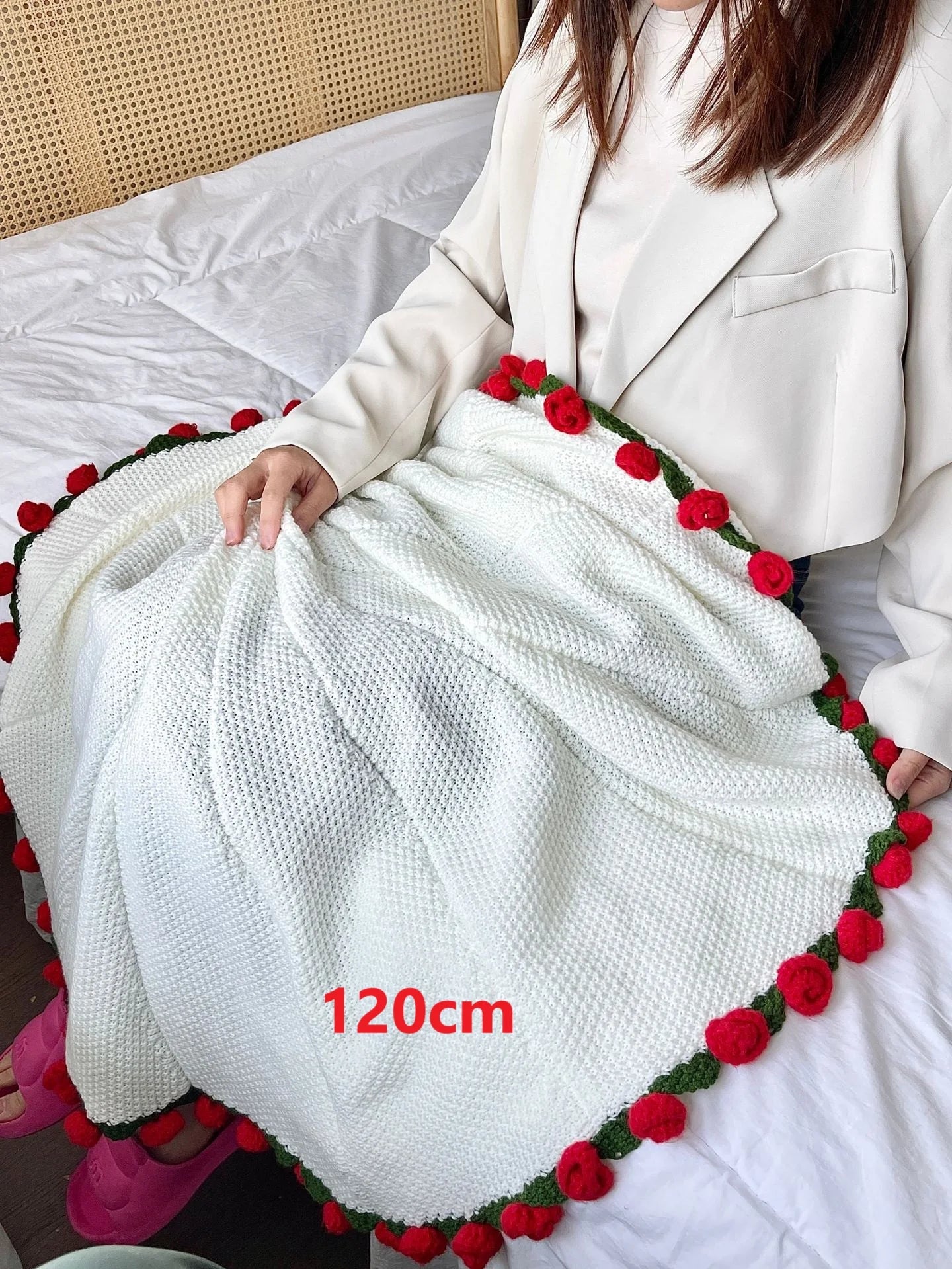 Handmade Crochet Rose Blanket for Cozy Comfort - Smarsty