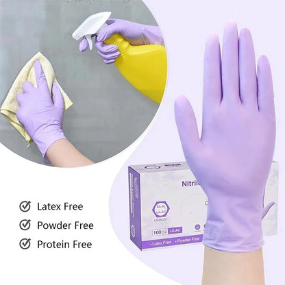 10-100pcs Disposable Purple Nitrile Gloves Latex Free Waterproof Suitable for Kitchen Food Processing Beauty Salon Work Glove