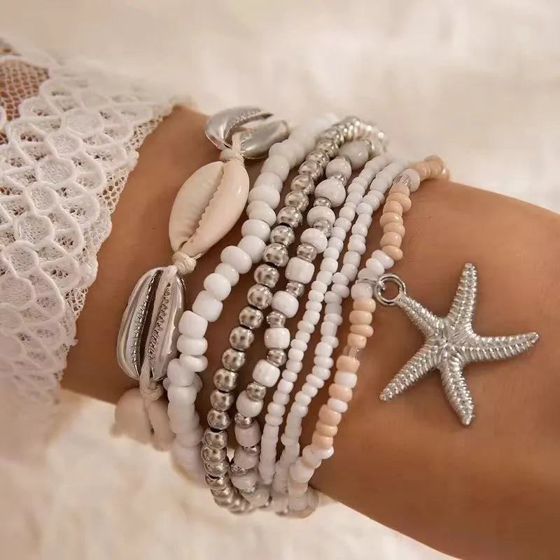 Bohemian Shell Beaded Bracelet Set for Women - Smarsty