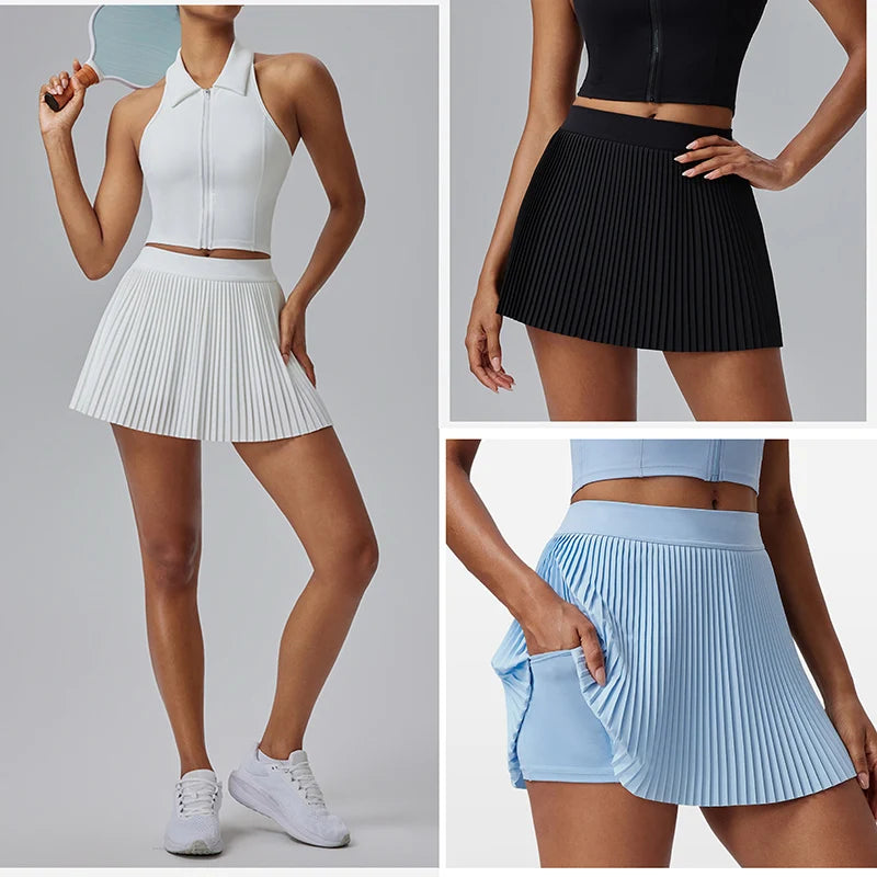 Floral Discount Sports Skirt for Women Quick-drying Badminton Tennis Trousers Skirt Fitness Half-body Pleated Skirt Shorts - Smarsty