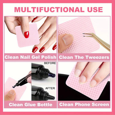20/600pcs Lint-Free Nail Wipes Gel Cleansing Tissues Aluminum-Free Nail Polish Remover Pads for NaiArt Beauty Cleaning Care Tool - Smarsty