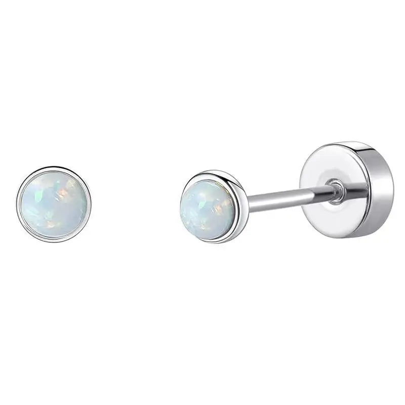 Stainless Steel Heart Moon Ear Studs Screw Back Cartilage - Smarsty
