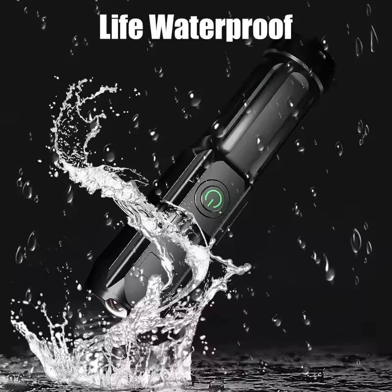 LED Camping Torch Flashlight High Power Rechargeable USB Spotlight Zoom Lantern Built-in Battery For Fishing Outdoor Waterproof - Smarsty
